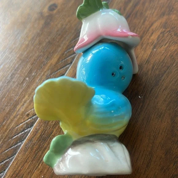 Vintage 1960’s Anthropomorphic Blue Bird Salt and Pepper Shakers with Tulip Hats - Picture 12 of 17